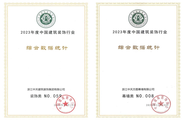 富联娱乐装饰集团位列2023年度中国建筑装饰企业百强59位、幕墙百强第8位